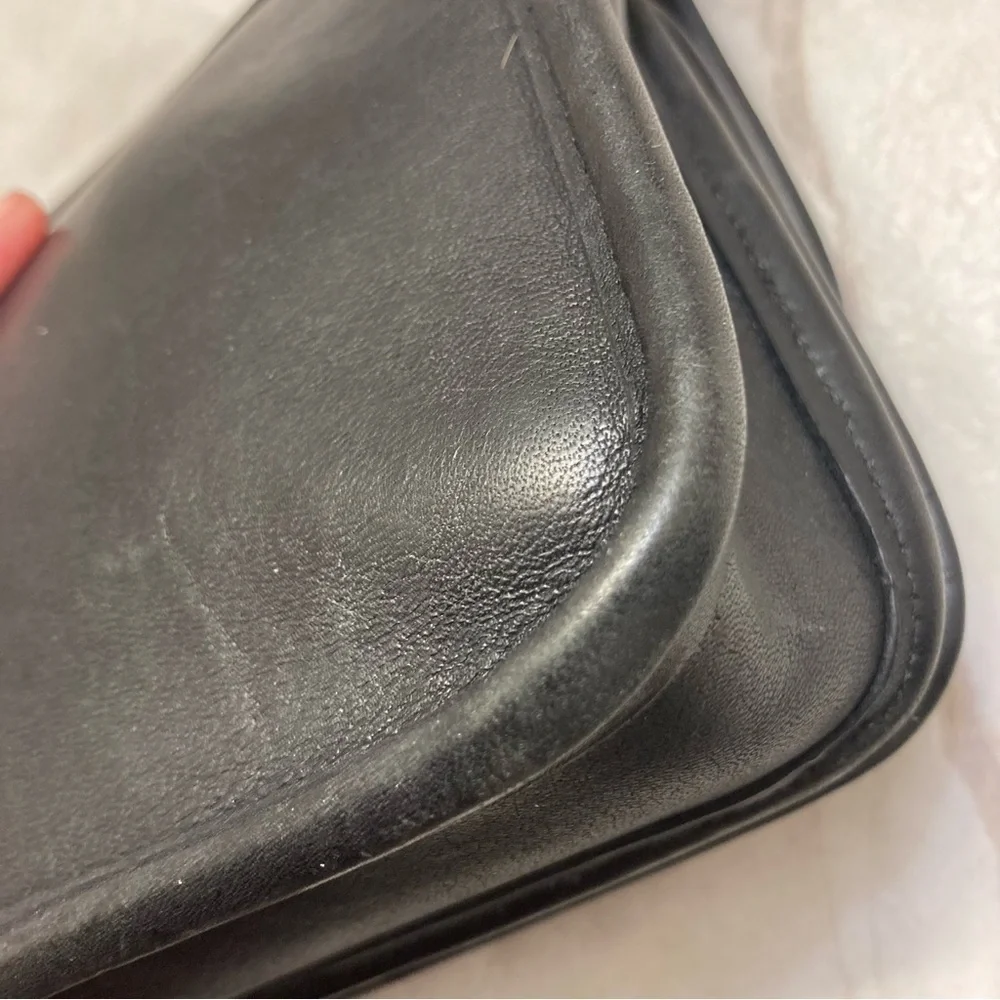 Coach vintage black leather compartment bag